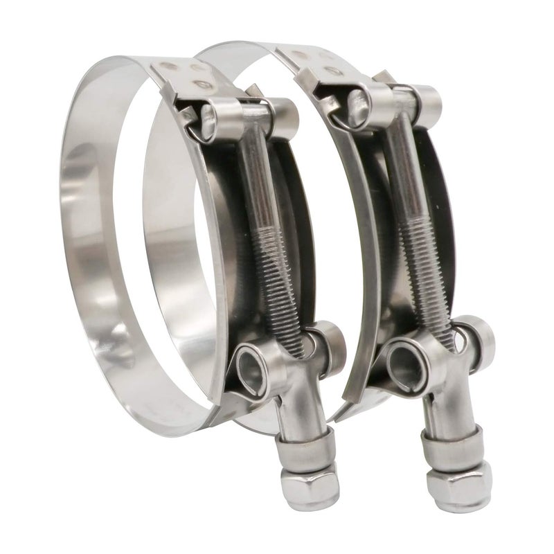 ROADFORMER 122mm- 130mm T-Bolt Hose O.D. Clamp - Working Range 4.81" - 5.12" for 5 inch Hose OD, Stainless Steel Bolt, SS Band Floating Bridge and Nylon Insert Locknut (122mm- 130mm, 2 pack) - Image 1